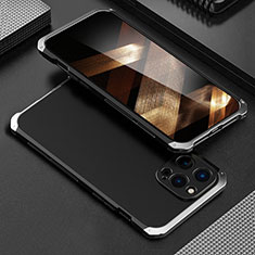 Coque Luxe Aluminum Metal Housse Etui 360 Degres pour Apple iPhone 14 Pro Argent et Noir