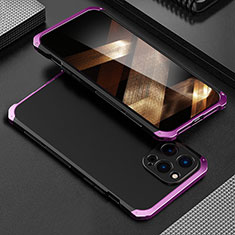 Coque Luxe Aluminum Metal Housse Etui 360 Degres pour Apple iPhone 14 Pro Violet