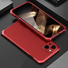 Coque Luxe Aluminum Metal Housse Etui 360 Degres pour Apple iPhone 15 Rouge