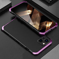 Coque Luxe Aluminum Metal Housse Etui 360 Degres pour Apple iPhone 15 Violet