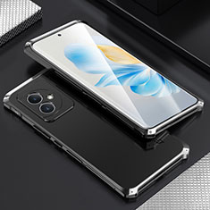 Coque Luxe Aluminum Metal Housse Etui 360 Degres pour Huawei Honor 100 5G Argent et Noir