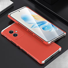 Coque Luxe Aluminum Metal Housse Etui 360 Degres pour Huawei Honor 100 5G Argent et Rouge