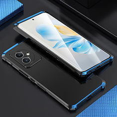 Coque Luxe Aluminum Metal Housse Etui 360 Degres pour Huawei Honor 100 5G Bleu et Noir