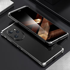 Coque Luxe Aluminum Metal Housse Etui 360 Degres pour Huawei Honor 100 Pro 5G Argent et Noir