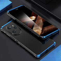 Coque Luxe Aluminum Metal Housse Etui 360 Degres pour Huawei Honor 100 Pro 5G Bleu et Noir