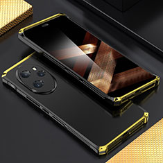 Coque Luxe Aluminum Metal Housse Etui 360 Degres pour Huawei Honor 100 Pro 5G Or et Noir