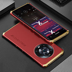 Coque Luxe Aluminum Metal Housse Etui 360 Degres pour Huawei Honor Magic4 Pro 5G Or et Rouge