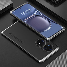 Coque Luxe Aluminum Metal Housse Etui 360 Degres pour Huawei P50 Pro Argent et Noir