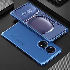 Coque Luxe Aluminum Metal Housse Etui 360 Degres pour Huawei P50 Pro Bleu