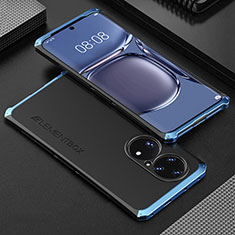 Coque Luxe Aluminum Metal Housse Etui 360 Degres pour Huawei P50 Pro Bleu et Noir