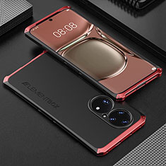Coque Luxe Aluminum Metal Housse Etui 360 Degres pour Huawei P50 Pro Rouge et Noir