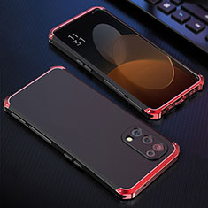 Coque Luxe Aluminum Metal Housse Etui 360 Degres pour Oppo Find X3 Lite 5G Rouge et Noir