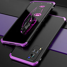 Coque Luxe Aluminum Metal Housse Etui 360 Degres pour Vivo X60 5G Violet et Noir