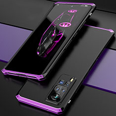 Coque Luxe Aluminum Metal Housse Etui 360 Degres pour Vivo X60 Pro 5G Violet et Noir