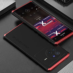 Coque Luxe Aluminum Metal Housse Etui 360 Degres pour Vivo X80 Pro 5G Rouge et Noir
