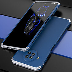 Coque Luxe Aluminum Metal Housse Etui 360 Degres pour Xiaomi Mi 10T Lite 5G Argent et Bleu