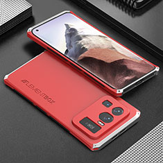 Coque Luxe Aluminum Metal Housse Etui 360 Degres pour Xiaomi Mi 11 Ultra 5G Argent et Rouge