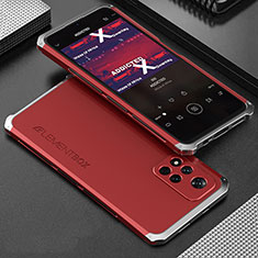 Coque Luxe Aluminum Metal Housse Etui 360 Degres pour Xiaomi Mi 11i 5G (2022) Argent et Rouge