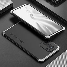 Coque Luxe Aluminum Metal Housse Etui 360 Degres pour Xiaomi Mi 11X 5G Argent et Noir
