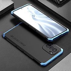 Coque Luxe Aluminum Metal Housse Etui 360 Degres pour Xiaomi Mi 11X 5G Bleu et Noir
