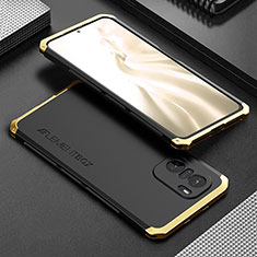 Coque Luxe Aluminum Metal Housse Etui 360 Degres pour Xiaomi Mi 11X 5G Or et Noir