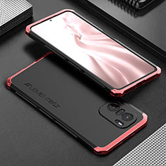 Coque Luxe Aluminum Metal Housse Etui 360 Degres pour Xiaomi Mi 11X 5G Rouge et Noir