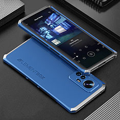 Coque Luxe Aluminum Metal Housse Etui 360 Degres pour Xiaomi Mi 12 Pro 5G Argent et Bleu