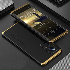Coque Luxe Aluminum Metal Housse Etui 360 Degres pour Xiaomi Mi 12 Pro 5G Or et Noir