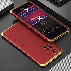 Coque Luxe Aluminum Metal Housse Etui 360 Degres pour Xiaomi Redmi Note 11 Pro+ Plus 5G Or et Rouge