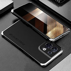 Coque Luxe Aluminum Metal Housse Etui 360 Degres pour Xiaomi Redmi Note 13 5G Argent et Noir