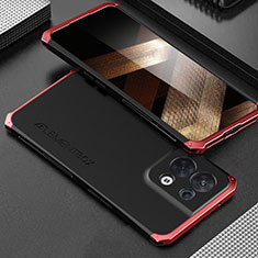 Coque Luxe Aluminum Metal Housse Etui 360 Degres pour Xiaomi Redmi Note 13 5G Rouge et Noir