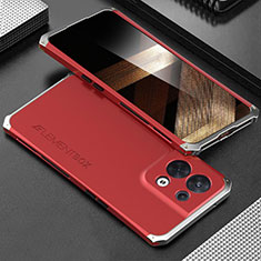Coque Luxe Aluminum Metal Housse Etui 360 Degres pour Xiaomi Redmi Note 13 Pro 5G Argent et Rouge
