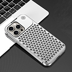 Coque Luxe Aluminum Metal Housse Etui 360 Degres QC3 pour Apple iPhone 14 Pro Max Argent