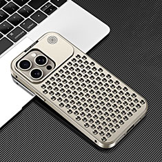 Coque Luxe Aluminum Metal Housse Etui 360 Degres QC3 pour Apple iPhone 14 Pro Max Or