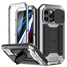 Coque Luxe Aluminum Metal Housse Etui 360 Degres RJ2 pour Apple iPhone 13 Pro Argent