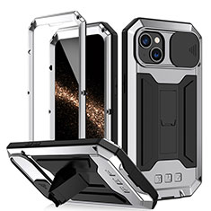 Coque Luxe Aluminum Metal Housse Etui 360 Degres RJ2 pour Apple iPhone 15 Plus Argent