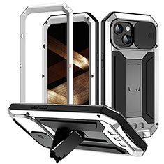 Coque Luxe Aluminum Metal Housse Etui 360 Degres RJ3 pour Apple iPhone 15 Plus Argent