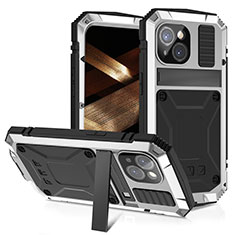 Coque Luxe Aluminum Metal Housse Etui 360 Degres RJ4 pour Apple iPhone 15 Plus Argent