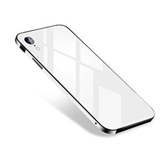 Coque Luxe Aluminum Metal Housse Etui M01 pour Apple iPhone XR Blanc