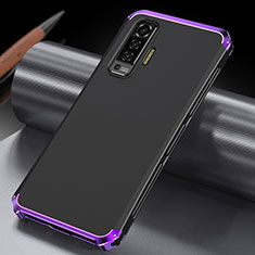 Coque Luxe Aluminum Metal Housse Etui M03 pour Vivo X50 5G Violet et Noir