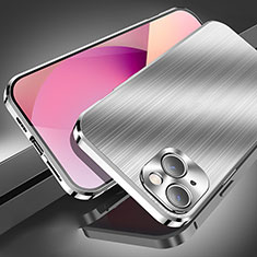 Coque Luxe Aluminum Metal Housse Etui M06 pour Apple iPhone 14 Plus Argent