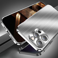 Coque Luxe Aluminum Metal Housse Etui M06 pour Apple iPhone 14 Pro Argent