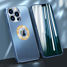 Coque Luxe Aluminum Metal Housse Etui M08 pour Apple iPhone 13 Pro Max Bleu