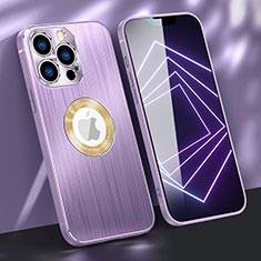 Coque Luxe Aluminum Metal Housse Etui M08 pour Apple iPhone 13 Pro Max Violet