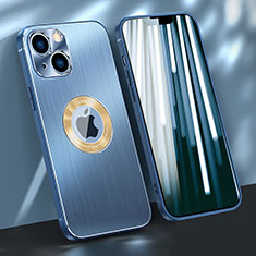 Coque Luxe Aluminum Metal Housse Etui M08 pour Apple iPhone 14 Bleu