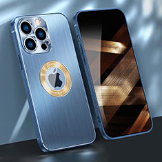 Coque Luxe Aluminum Metal Housse Etui M08 pour Apple iPhone 14 Pro Bleu