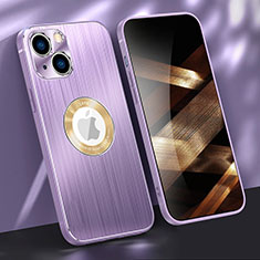 Coque Luxe Aluminum Metal Housse Etui M08 pour Apple iPhone 15 Plus Violet