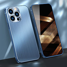 Coque Luxe Aluminum Metal Housse Etui M09 pour Apple iPhone 14 Pro Bleu