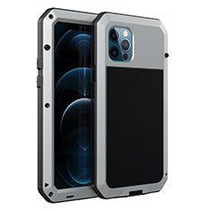 Coque Luxe Aluminum Metal Housse Etui N01 pour Apple iPhone 12 Pro Max Argent