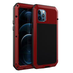 Coque Luxe Aluminum Metal Housse Etui N01 pour Apple iPhone 12 Pro Max Rouge
